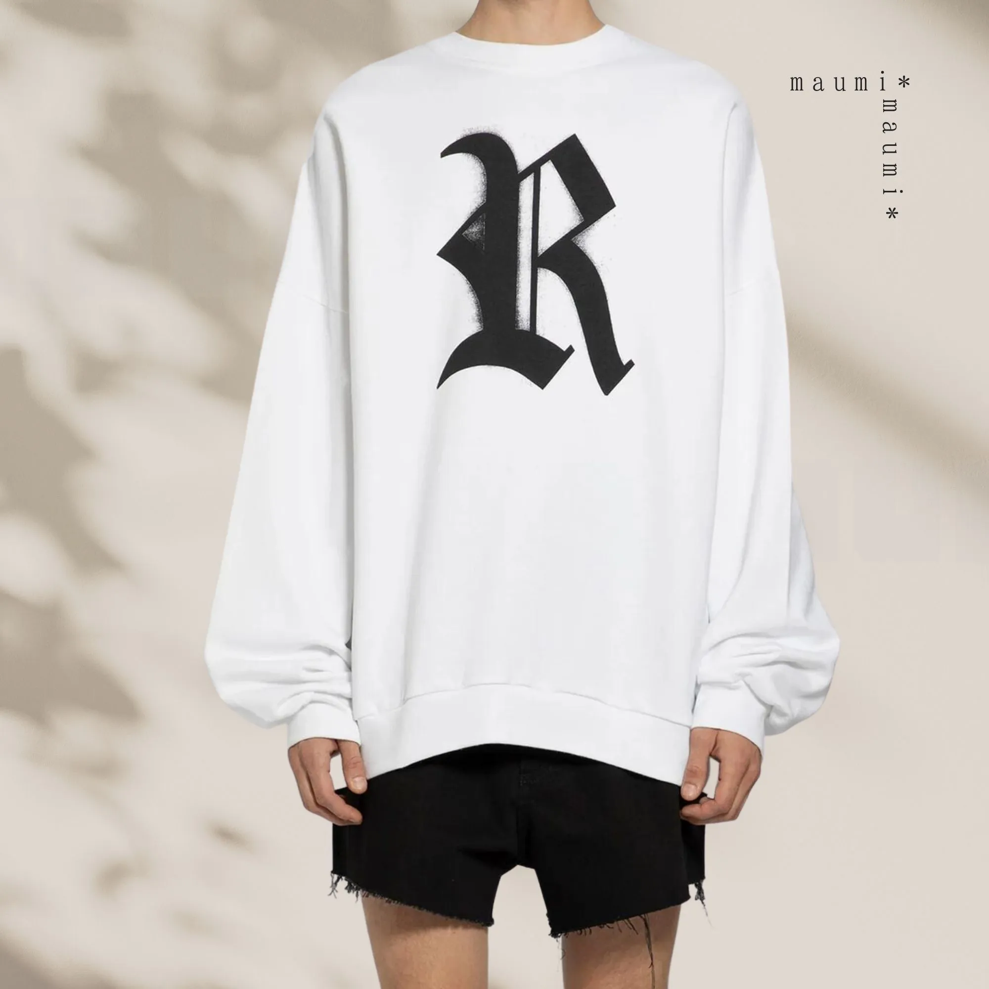 RAF SIMONS  |Crew Neck Sweat Long Sleeves Cotton Oversized Logo Designers