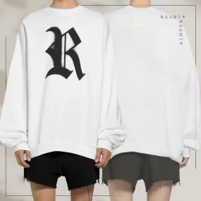 RAF SIMONS  |Crew Neck Sweat Long Sleeves Cotton Oversized Logo Designers