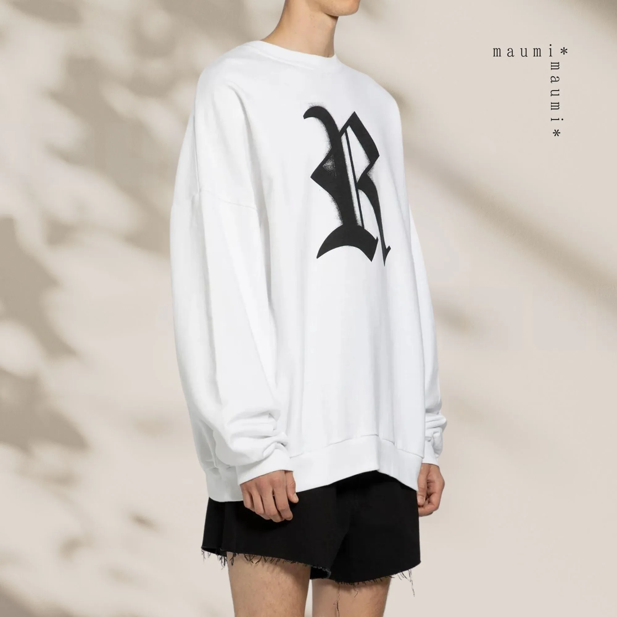 RAF SIMONS  |Crew Neck Sweat Long Sleeves Cotton Oversized Logo Designers