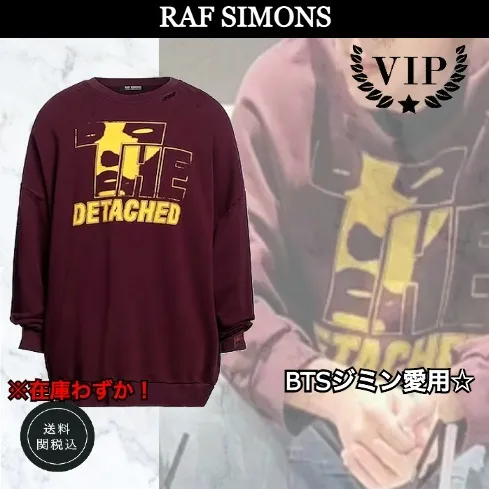 RAF SIMONS  |Crew Neck Unisex Long Sleeves Cotton Oversized Logo