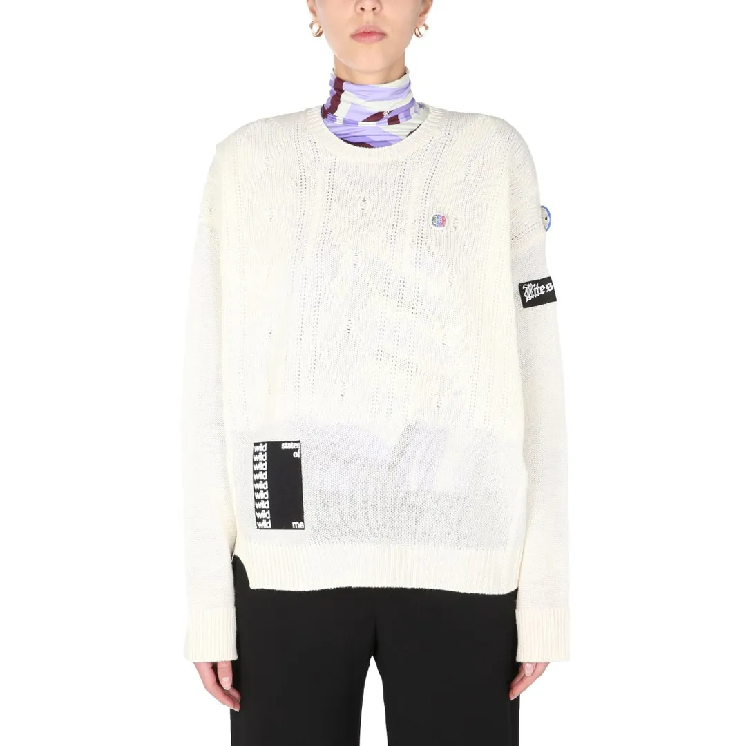 RAF SIMONS  |Crew Neck Wool Long Sleeves Elegant Style Logo