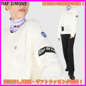 RAF SIMONS  |Crew Neck Wool Long Sleeves Elegant Style Logo