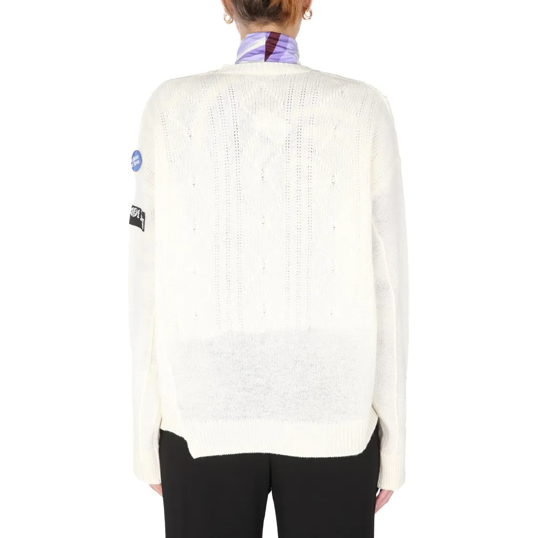 RAF SIMONS  |Crew Neck Wool Long Sleeves Elegant Style Logo