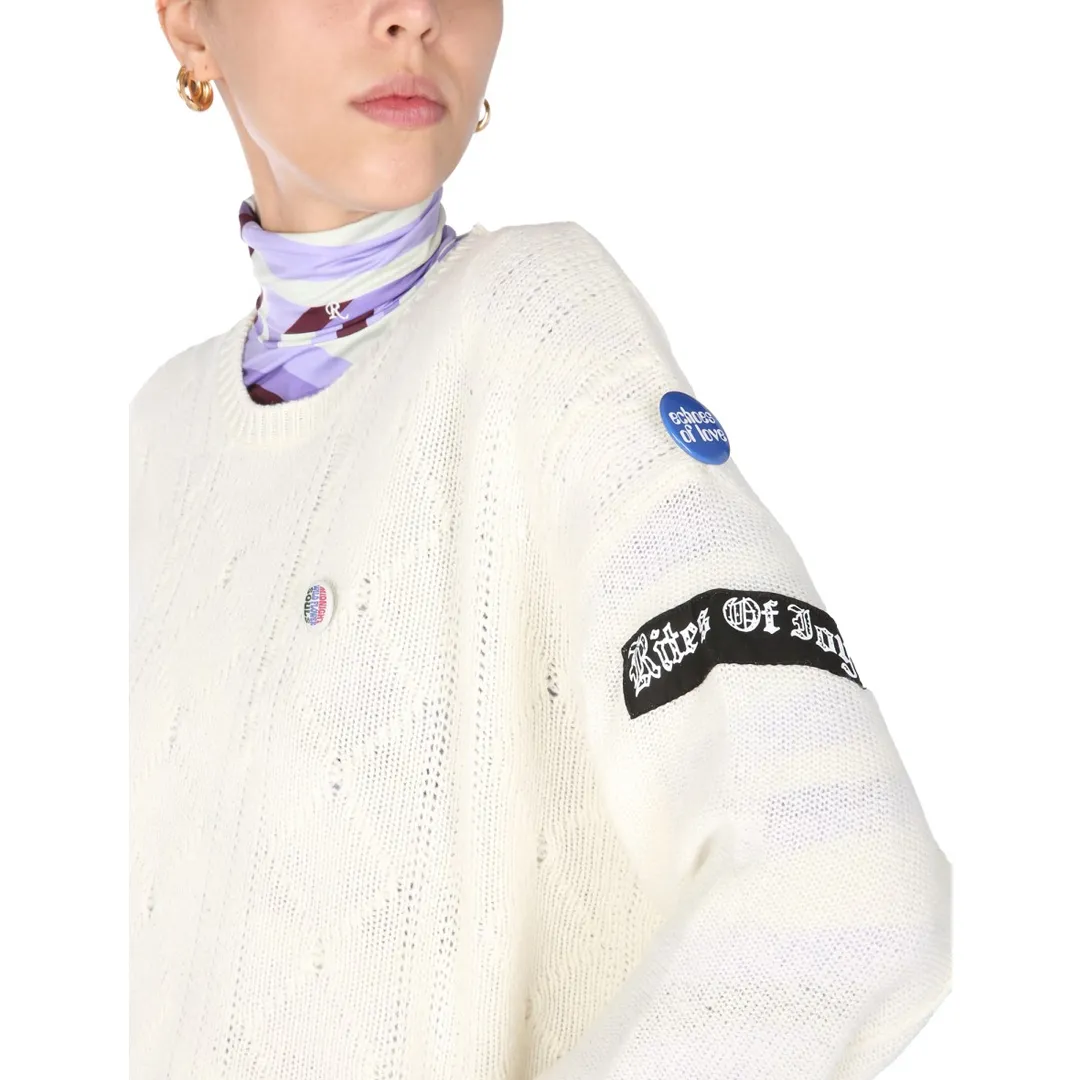 RAF SIMONS  |Crew Neck Wool Long Sleeves Elegant Style Logo