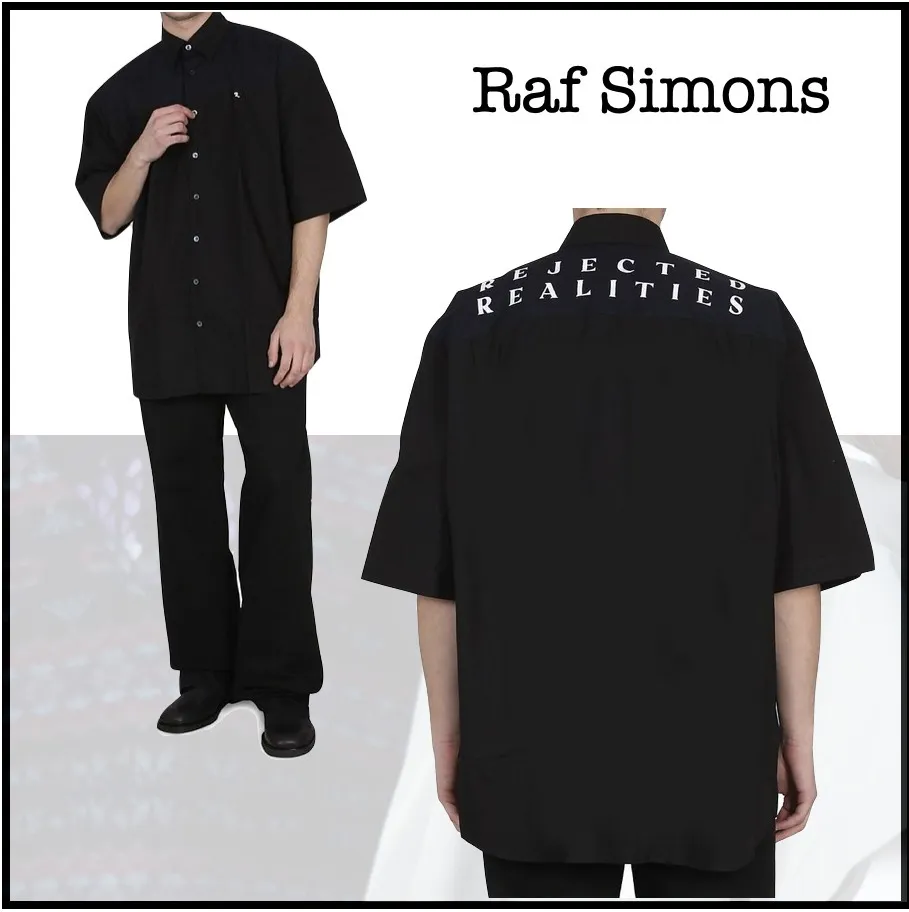 RAF SIMONS  |Street Style Short Sleeves Oversized Logo Designers Shirts