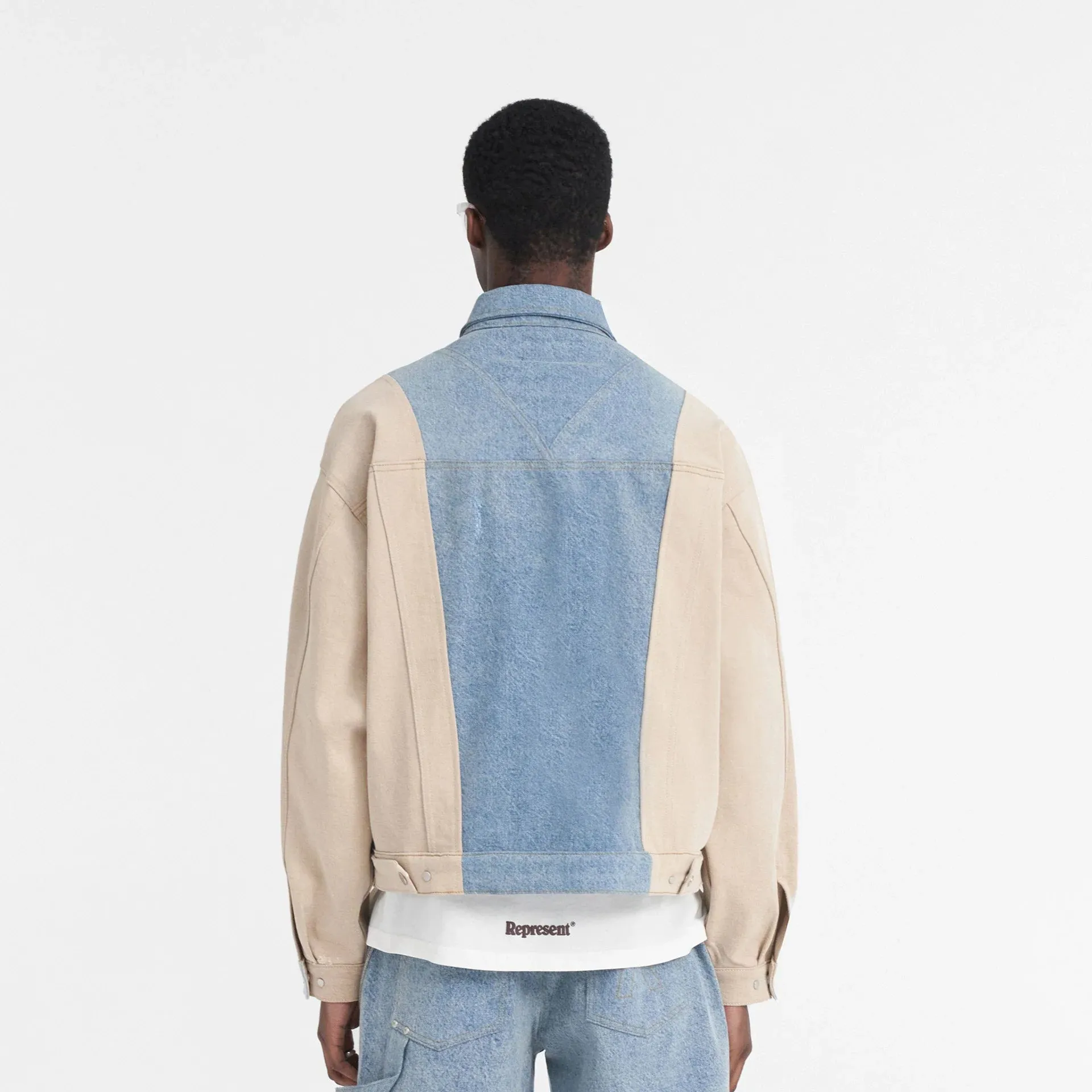 Represent R4 Colour Block Denim Jacket Blue