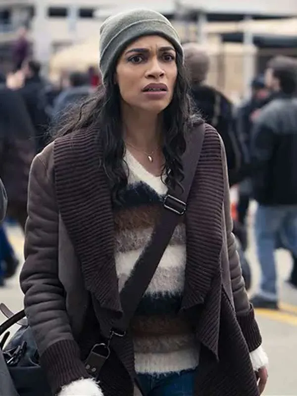 Rosario Dawson DMZ Brown Coat - New American Jackets