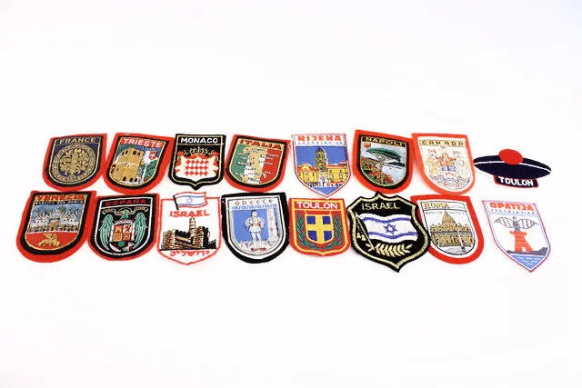 Set of 16 Vintage Travel Patches