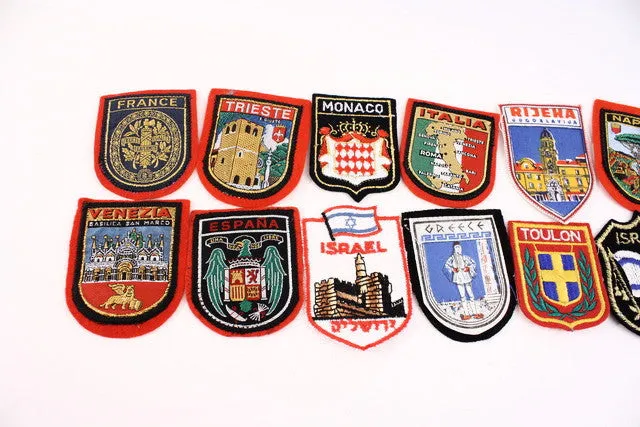 Set of 16 Vintage Travel Patches