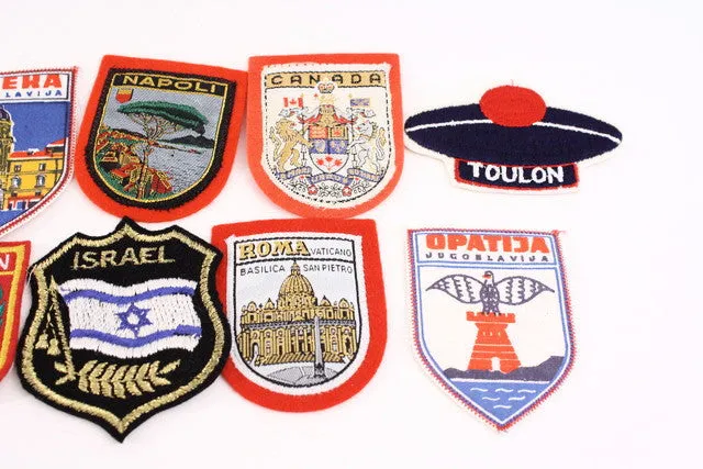 Set of 16 Vintage Travel Patches