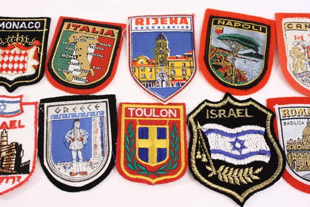 Set of 16 Vintage Travel Patches