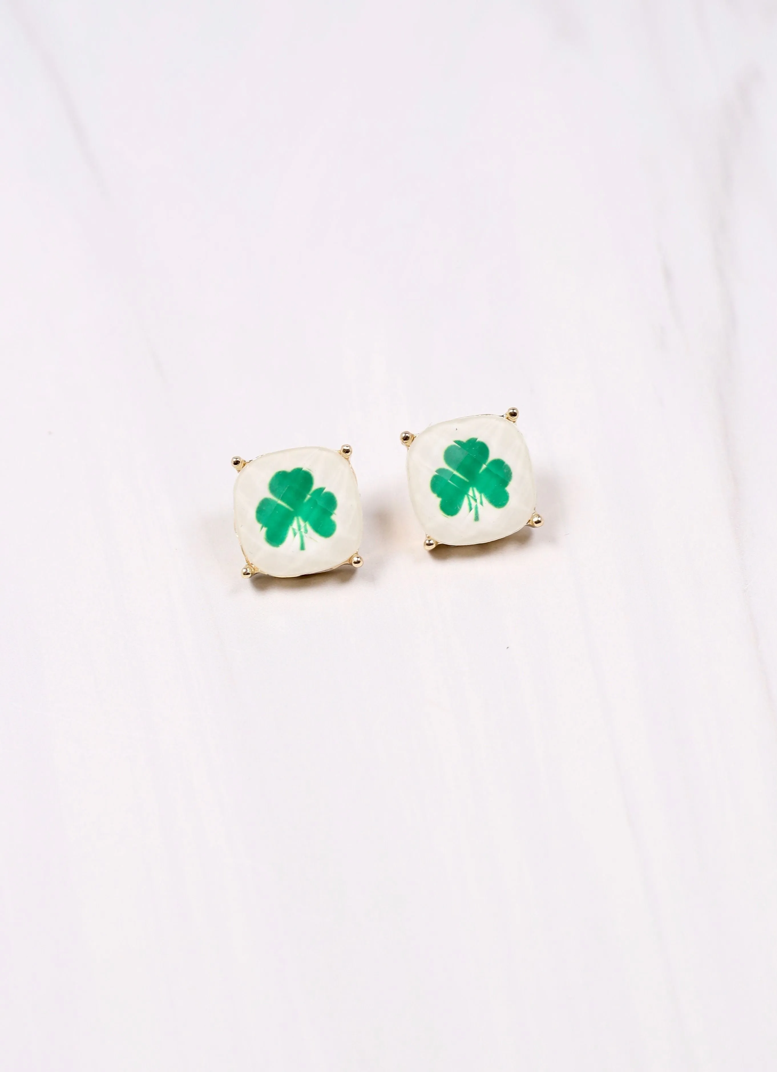 Shamrock Cushion Stud Earring GREEN