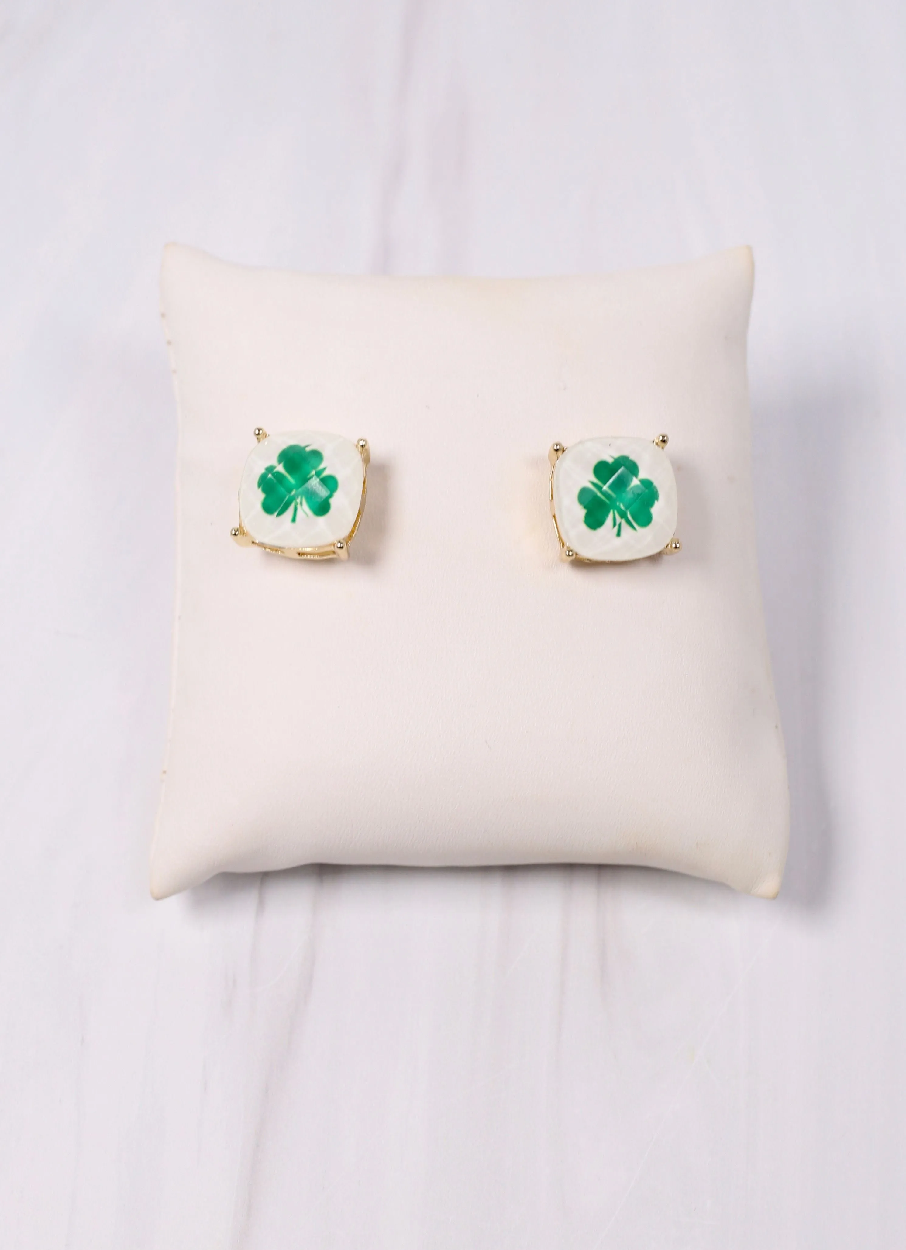 Shamrock Cushion Stud Earring GREEN