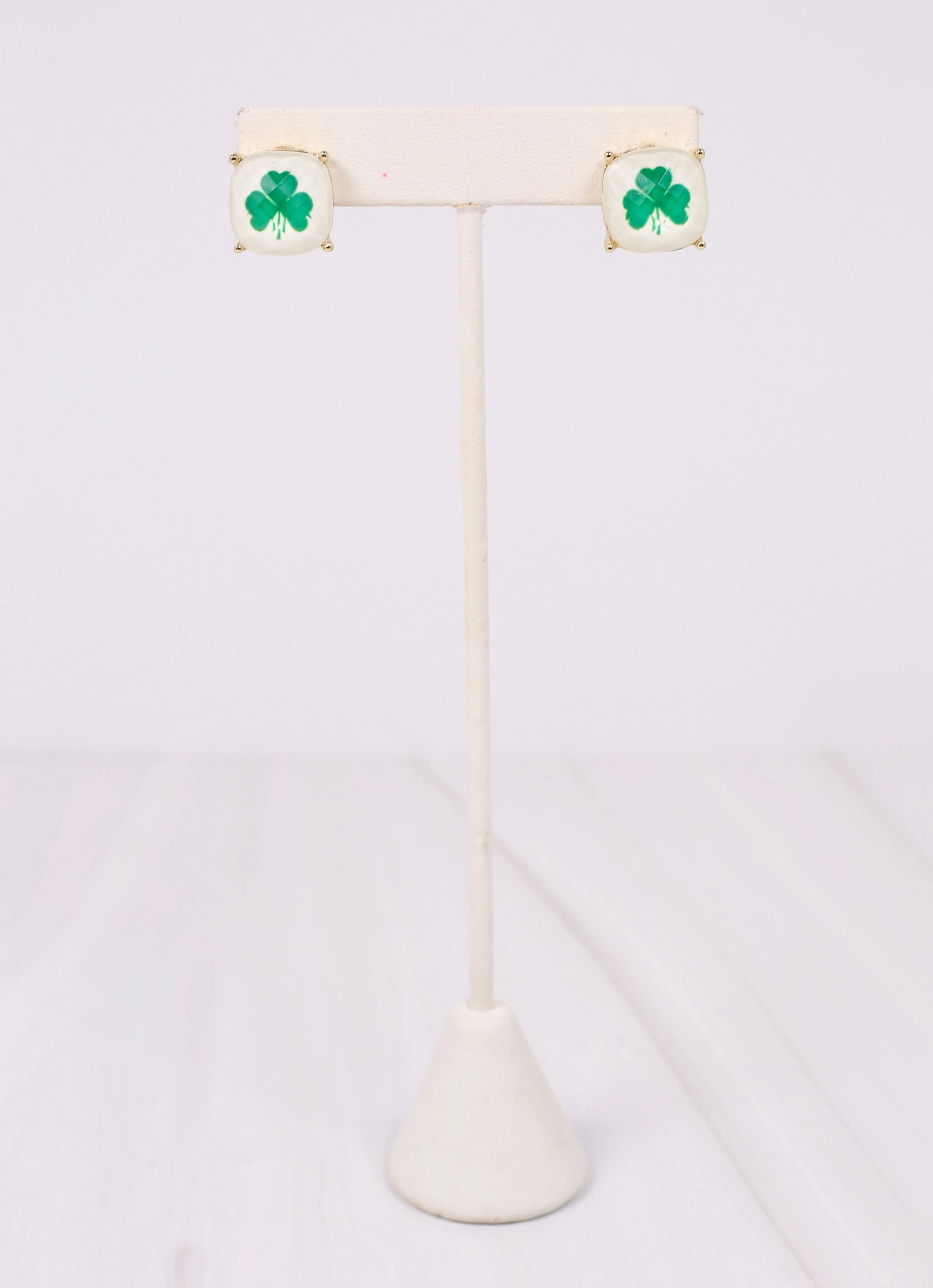 Shamrock Cushion Stud Earring GREEN