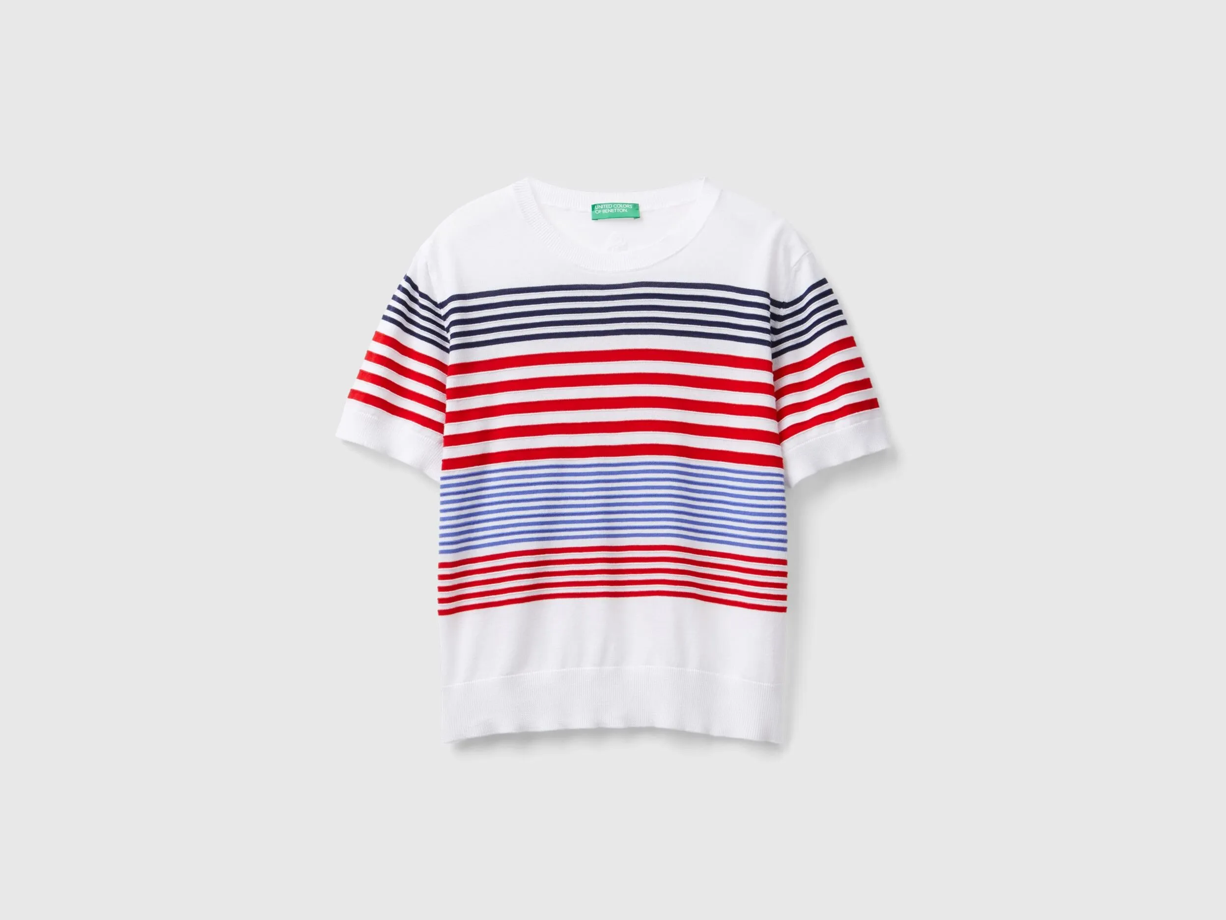 Short sleeve top with stripes - White | Benetton