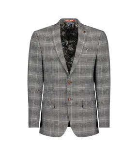 Slim Fit Checked Suit Jacket - Grey