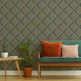 Superfresco Easy Ocean Panel Rattan Blue Trellis Wallpaper | Kaleidoscope