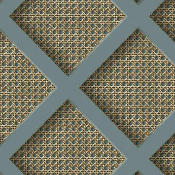 Superfresco Easy Ocean Panel Rattan Blue Trellis Wallpaper | Kaleidoscope