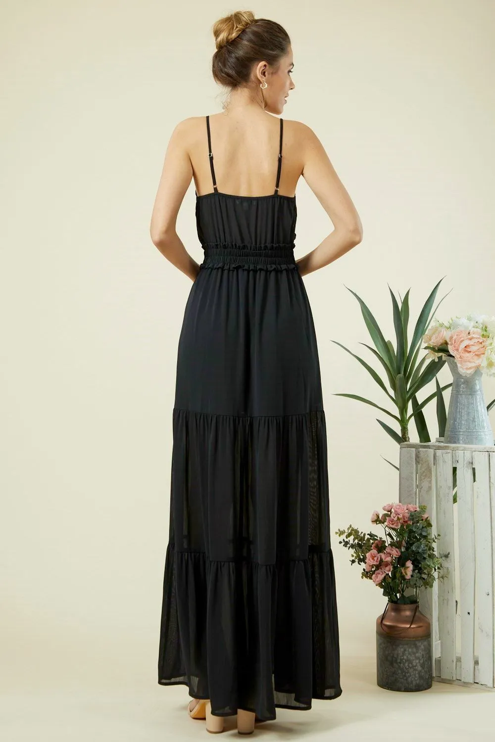 TIERED SOLID MAXI DRESS