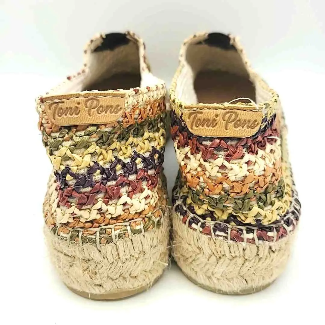 TONI PONS Beige Olive Multi Espadrille Platform Shoe Size 41 US: 10 Shoes