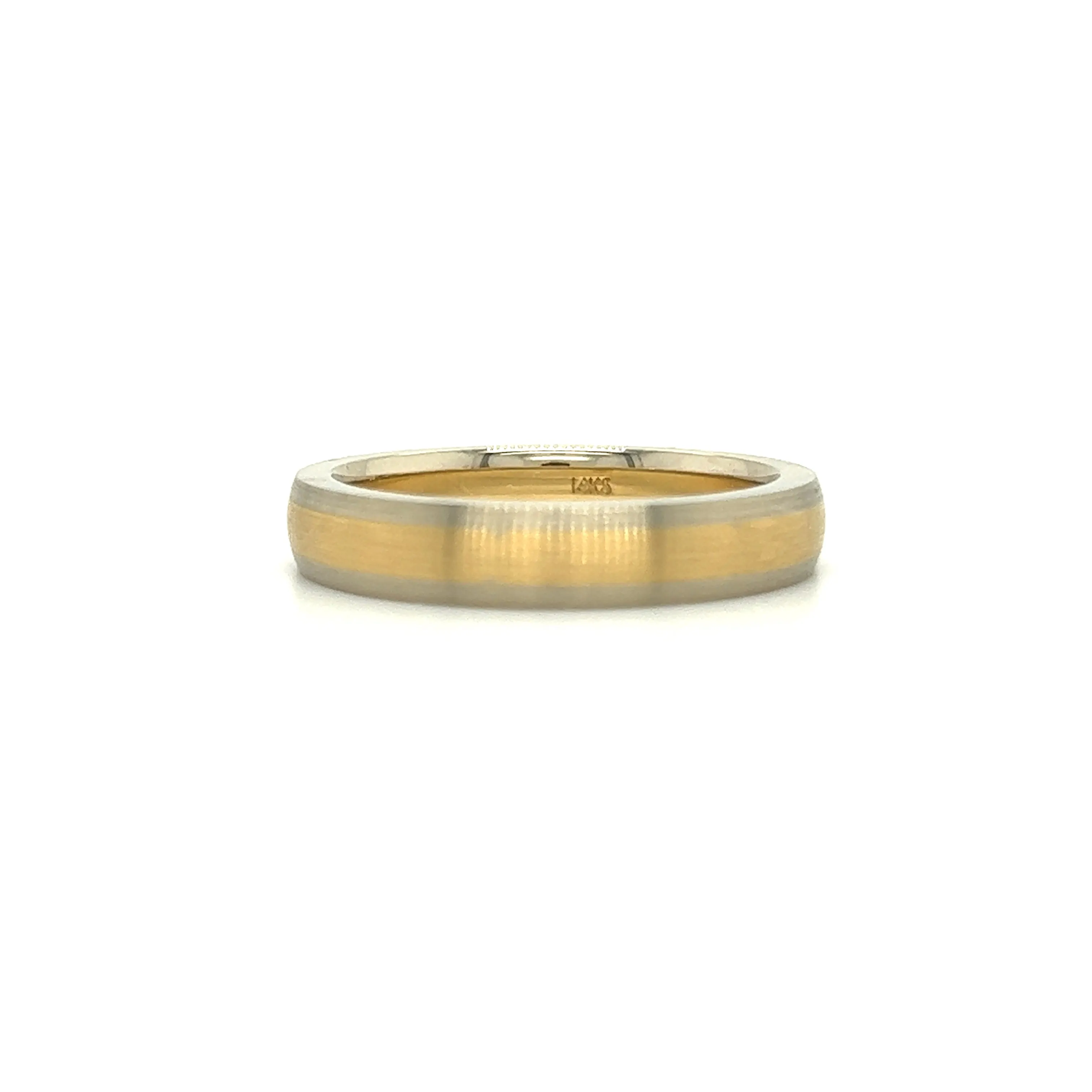 Two-Tone 4mm Ring with Comfort Fit in 14K White and Yellow Gold