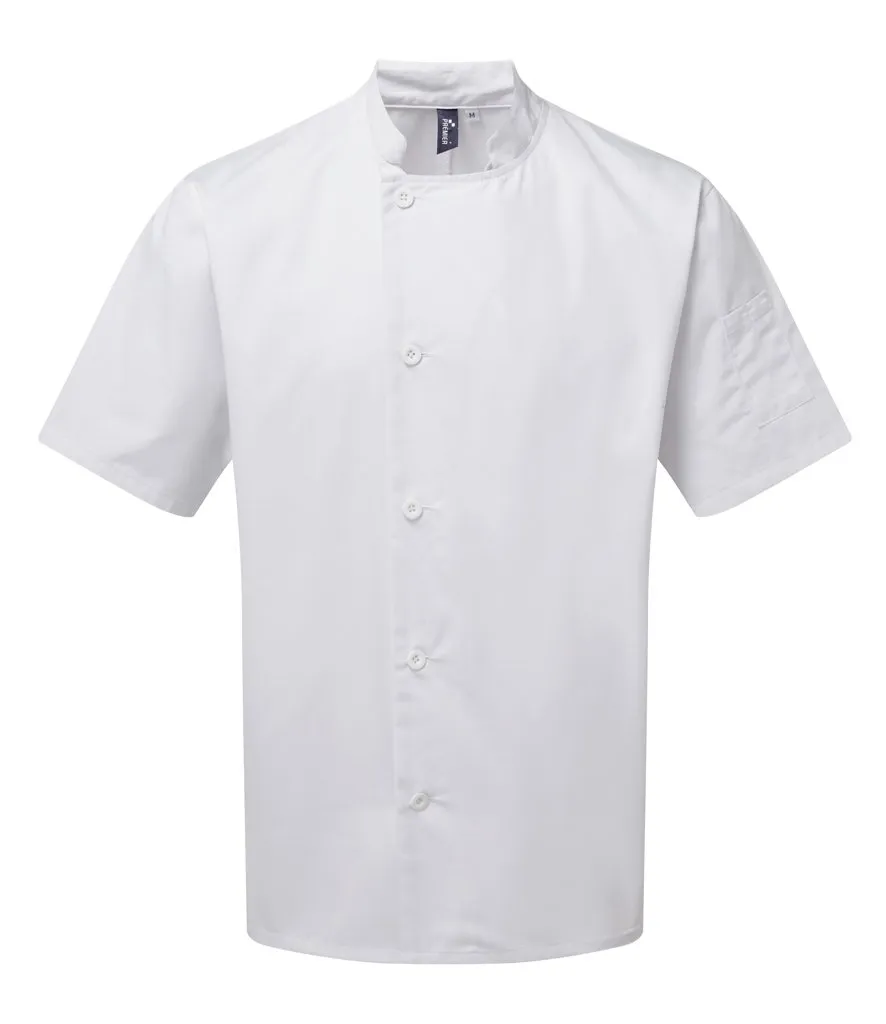 White and Black Short Sleeve Chef's Jacket - Essential Range