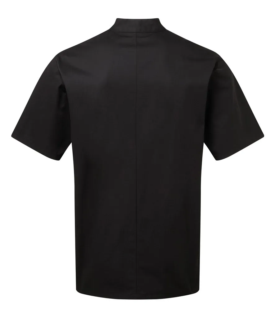 White and Black Short Sleeve Chef's Jacket - Essential Range