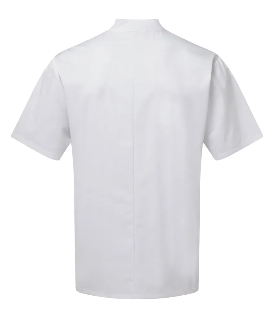 White and Black Short Sleeve Chef's Jacket - Essential Range